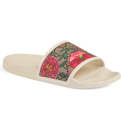 gucci fur slides outfit|Gucci floral slides nordstrom.